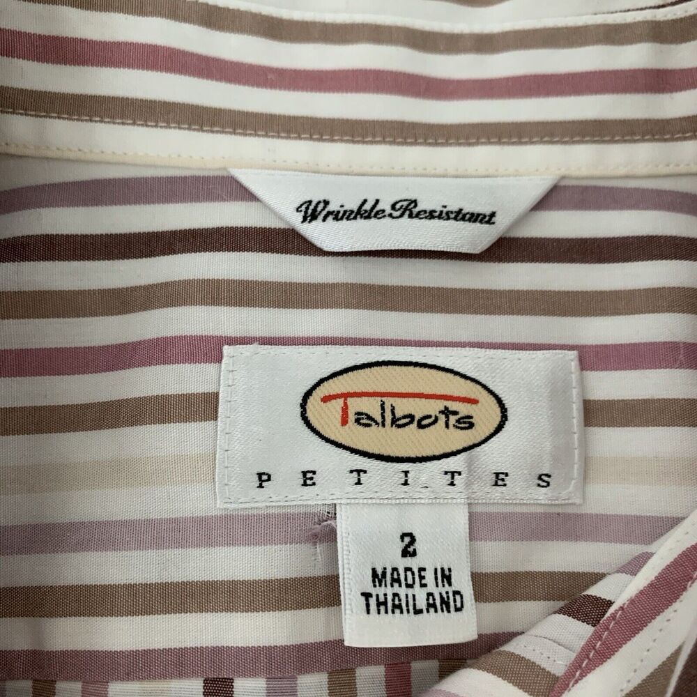 TALBOTS WRINKLE RESISTANT Stretch Cotton Shirt - Size 2, Red White Stripes - Picture 2 of 4